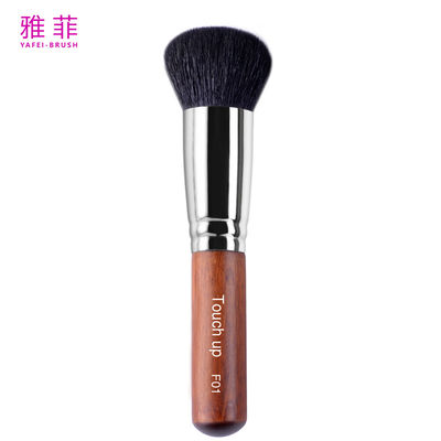 acheter Brosses à maquillage pour cheveux d'animaux à base de chèvre doux teintées en noir, tête ronde en poudre, brosse à cheveux roux fabrication en ligne