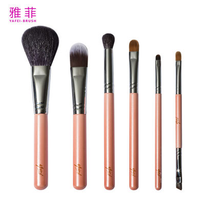 062830 Ferrule de cuivre élégant 6PCS Petite brosse à maquillage avec étui de rangement
