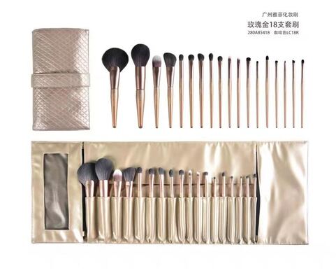 15PCS Ensemble de pinceaux de maquillage en poils d'animaux naturels, poils ultra doux, forte prise de poudre, contour du visage, illuminateur